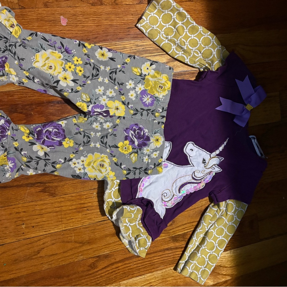 Rare Editions Purple Baby Outfit with Yellow Accent